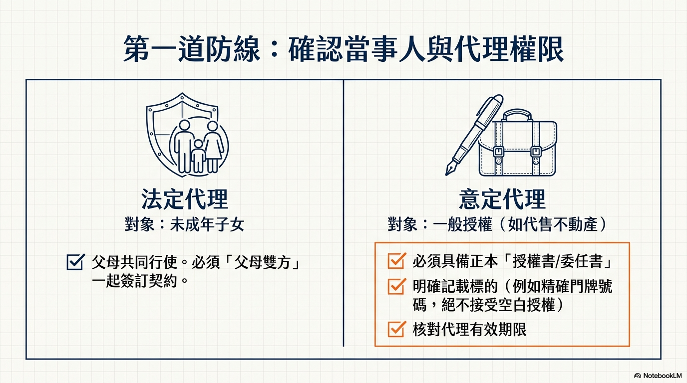 第一道防線：確認當事人與代理權限